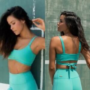 New L*Space Active Beau Top Sports Bra Evergreen Low Impact Women's Large NWT